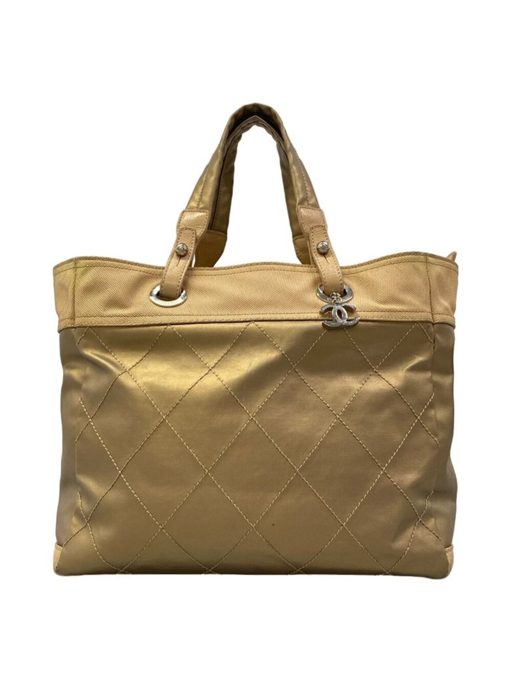 Chanel Tote Bag Paris Biarritz MM Gold Silver Leather